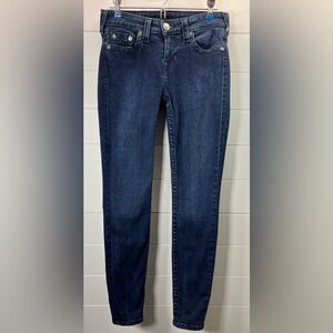 True Religion Jeans Womens 28 Halle Mid Rise Super Skinny Medium Wash Grunge